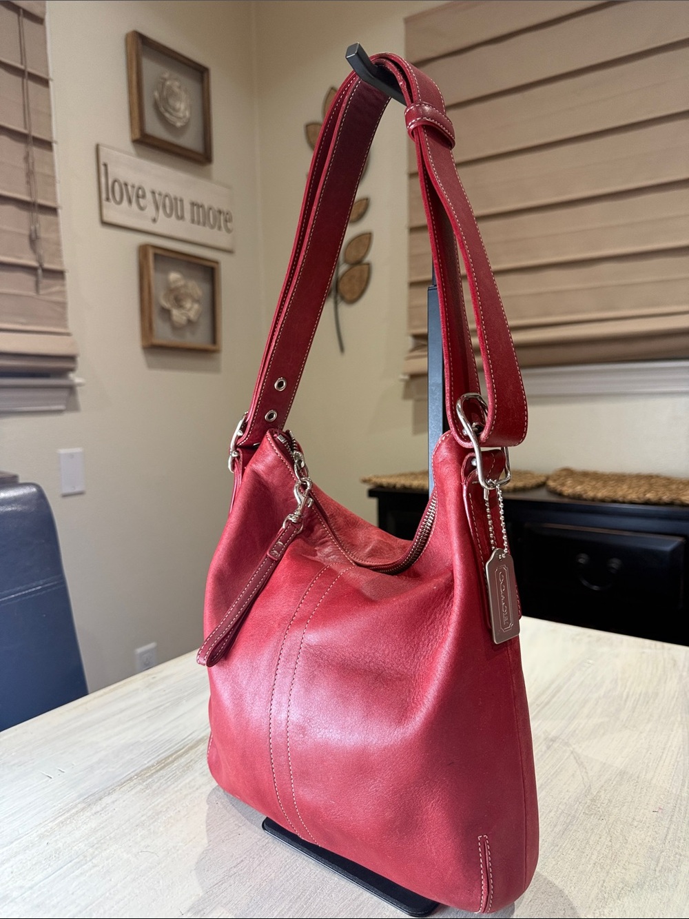 Coach Vintage Y2K SOHO Red Leather Shoulder Bag with Silver Hardware